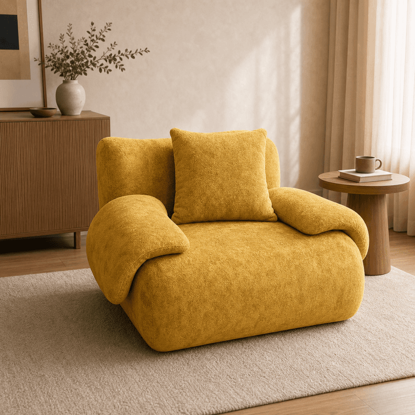 Remy Sofa single seat / mustard yellow - single-seat compressed foam sofa