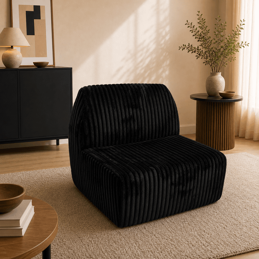 Single 029 Fleece black - single-seat compressed foam sofa