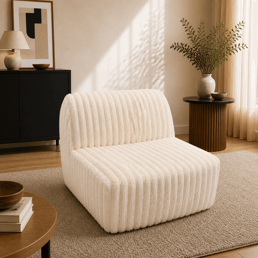 Single 029 Fleece off-white - single-seat compressed foam sofa