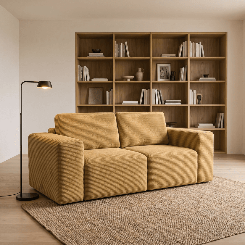 Tofu High-Back Sofa 1 double seat / yellow - two-seat compressed foam sofa