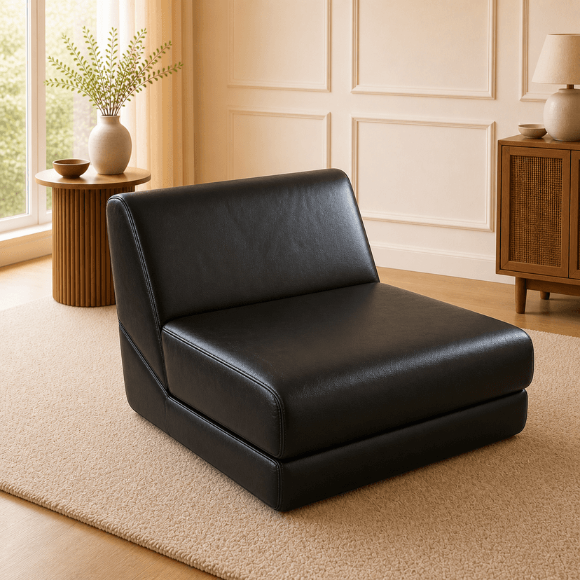 Tri-Fold Sofa black - single-seat compressed foam sofa